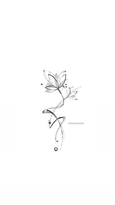 a black and white drawing of a flower on a white background with the word love written below it