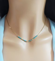 "Y Shaped Necklace Elegant .Bridesmaid gift, Bridal necklace, mothers day gift, wedding jewelry, Streamlined, Necklace: \"Y Shaped Turquoise Necklace set\" special trendy necklace. Consists of two chains to choose from: 1. Tiny turquoises choker / necklace. 14K gold filled necklace or Rose gold filled or Sterling Silver 925 2. Y Shaped Tiny Turquoise Necklace. 14K gold filled necklace or Rose gold filled or Sterling Silver 925 - Delicate sterling silver chain, components and findings. - Shown at Minimalist Necklace With Rectangular Gemstone, Turquoise Necklace With Delicate Chain For Gift, Dainty Gold-tone Lariat Necklace, Minimalist Blue Necklace With Rectangular Pendant, Elegant Long Turquoise Necklace, Adjustable, Turquoise Choker, Trendy Necklaces, Elegant Necklaces, Bridal Necklace