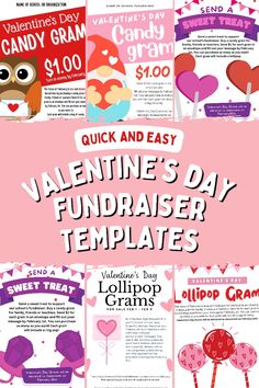 valentine's day fundraiser flyer with hearts and owls