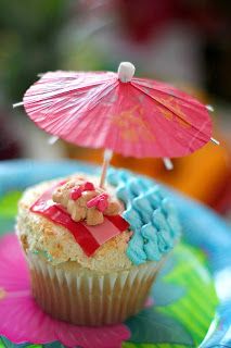 there is a cupcake with an umbrella on top