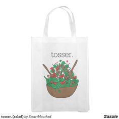 tosser. (salad) Daily Use Vegetable-tanned Satchel Bag, Cotton Tote Bag With Plant Print, Classic Vegetable-tanned Shoulder Tote Bag, Eco-friendly Tote Bag With Plant Print