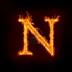 the letter n is made up of fire