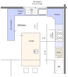 the floor plan for a small kitchen