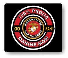 the marine dad badge is shown in red and black