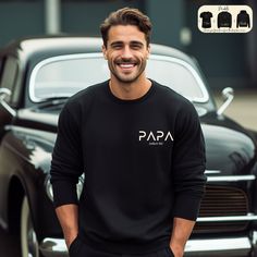 Dad Est. 2024 Shirt, Baby Announcement Tee, Promoted To Daddy, Daddy 2024 Shirt, Personalized Tee, Dad Shirts, Gift For New Dad, Father Gift ❗️❗️❗️Please be advised that the colors of the design for the light shirts colours are Black ( the papa logo ) and Green ( the small writing under papa logo)  If you want another colors of the design please contact us! Please be aware that the Sweatshirt is a Unisex Cut and may be oversized. Please check the size charts from the pictures to measure yourself just to be sure you will receive a good sized item. For Woman sizes I suggest to size down. Please note that we are shipping from more Partners when we run out of stock, so you may be receiving orders from another countries, the quality and the prices are there same, unfortunately Etsy doesn't let Father's Day Long Sleeve Relaxed Fit Sweatshirt, Family Matching Crew Neck Sweatshirt For Father's Day, Father's Day Casual Sweatshirt With Name Print, Father's Day Long Sleeve T-shirt With Name Print, Father's Day Family Matching Long Sleeve Tops, Casual Crew Neck Sweatshirt For Father's Day, Father's Day Graphic Print Long Sleeve Sweatshirt, New Dad Gift, Papa Shirt