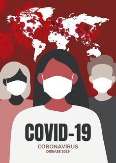 a poster with the words covidd - 19 and two people wearing face masks