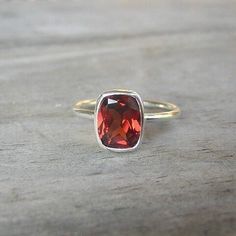 Red Garnet January Birthstone Ring for Her, Garnet Cushion Ring, Garnet Solitaire Ring, Christmas Gift for Her Garnet Ring, Red Garnet January birthstone, Birthstone Jewelry, Cushion Shape, Solitaire This deep red garnet ring features this rectangular cushion cut gemstone set in a sterling silver ring. The color of this gemstone is deep and bright red at once, full of bright red fire, sometimes a flash of peachy orange shows up in the sunlight. A gorgeous red cocktail ring that will get you comp Non Diamond Engagement Rings, Sister Rings, January Birthstone Rings, Red Garnet Ring, Rectangular Cushion, Cushion Ring, January Birthstone, Garnet Ring, Garnet Rings