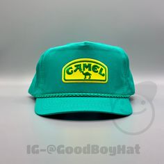 "80s/90s Retro Kelly Green Trucker Snapback Rope Hat w/ a Camel Cigarettes Patch \"Camel Boy\" * Kelly Green * One Size Fits Most * 5-Panel Cotton Twill * High Profile, 3 ¾\" Structured Crown * Half-Moon, Retro Rope Cap * Snapback Closure **We try to provide every angle in the pictures so please read the description carefully of product listing, size, & fit description & measurements. Also please ask any questions about sizing prior to ordering if you are concerned. Follow us on IG for new items Retro Trucker Hat, Topi Vintage, Joe Camel, Camel Trophy, Retro Cap, Retro Patch, Streetwear Hats, Hunting Hat, Vintage Trucker Hats