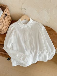 Tween Girl Casual White Woven Long Sleeve Blouse White Casual  Long Sleeve Woven Fabric Plain Shirt Non-Stretch  Tween Girls Clothing, size features are:Bust: ,Length: ,Sleeve Length: White Long Sleeve Blouse Fabric, White Lantern Sleeve Blouse With Elastic Sleeves, Cheap White Kawaii Shirt, Cheap White Harajuku Style Shirt, Shein White Blouse, Faux Fur Collar Coat, Womens Business Casual, Loose Blouse, Womens Long Sleeve Shirts