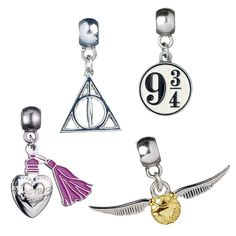 PRICES MAY VARY. Official Silver Plated harry Potter Set of 4 charms: Golden Snitch, Deathly Hallows, Love Potion, Platform 9 3/4. Manufactured using the Official Warner Bros. Style Guide. Comes on Official branded card packaging with the Official Warner Bros. logo on the reverse. Harry Potter Set, Harry Potter Magic, Golden Snitch, Magic World, Love Potion, Deathly Hallows, Charm Set, Harry Potter Fan, Warner Bros