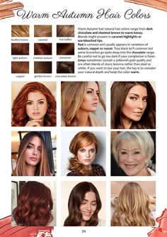 Hair Color For True Autumn Skin Tone, Warm Autumn Hair Color Palette, Best Hair Color For Autumn Skin Tone, True Autumn Red Hair, True Spring Hair Color Ideas, True Autumn Hair Color Palette, Hair Color For Deep Autumn Skin Tone, Hoc Autumn Hair, House Of Color Autumn Hair