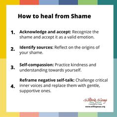 a poster with the words how to heal from shame