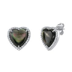 Black Mother of Pearl Heart-Shaped Ophelia Earrings Heart-shaped Pearl Earrings For Formal Occasions, Silver Pearl Earrings For Valentine's Day, Elegant Iridescent Jewelry For Anniversary, Iridescent Elegant Jewelry For Anniversary, Heart-shaped Earrings For Mother's Day Formal, Elegant Iridescent Jewelry For Pierced Ears, Elegant Formal Heart Gemstone Earrings, Elegant Gemstone Heart Earrings For Formal Occasions, Elegant Iridescent Mother Of Pearl Jewelry