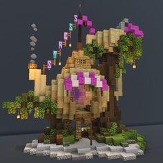 a stylized image of a tree house made out of lego blocks