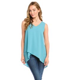 Breeze through summer in style with this silky crepe tank. The sleeveless v-neck silhouette falls into a crossover front that dips into a lower back hem. Boho Chic Clothing, Fancy Tops, Trendy Tops For Women, Boho Chic Outfits, Chic Clothing, Flattering Dresses, Boho Women, Silk Crepe