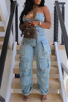 Birthday Outfit Inspo Black Women, Denim Style Casual, Cargo Jumpsuit, Aries Tattoo, Jumpsuit Fitted, School Fit, Jumpsuit Casual, Birthday Inspo, Fall 24