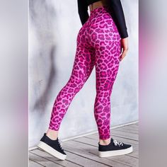 Brand New, Only Tried On. Made By Devil Walking. Relaxed Fit Leggings For Gym, Leopard Print Leggings, Pink Leopard Print, Print Leggings, Pink Leopard, Printed Leggings, Harley Quinn, Pant Jumpsuit, Leopard Print