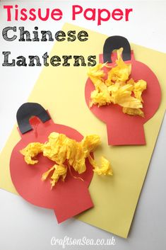 tissue paper chinese lanterns made with construction paper and scissors for kids to cut them out