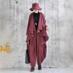 Comfortable, One of Kind. Harem online shop,|Street|Wool Blend|Solid Color|Full Length|Elastic|Harem|Female|Wine Red|M|L|XL|Spring/Fall|Hand Wash Oversized Wide Leg Pants For Fall Workwear, Fall Wide-leg Harem Pants For Work, Fall Workwear Wide-leg Harem Pants, Chic Fall Baggy Harem Pants, Winter Harem Pants With Pockets For Workwear, Winter Workwear Harem Pants With Pockets, Fall Season Wide Leg Trousers, Baggy Harem Pants For Fall, Winter Workwear Harem Pants Ankle-length