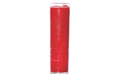 a tall glass filled with red liquid