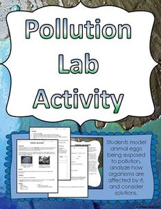 the pollution lab activity is shown in blue and white with an image of mountains on it