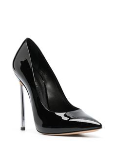 Casadei Blade Tiffany 115mm patent-leather Pumps - Farfetch Sleek Patent Leather Evening Heels, Luxury Patent Leather Heels With Sculpted Heel, Evening Heels With Glossy Finish In Patent Leather, Luxury Heels With Sculpted Patent Leather, Shiny Black Patent Leather Evening Heels, Shiny Black Patent Leather Heels For Evening, Chic Shiny Black Heels For Formal Occasions, Chic Shiny Black Formal Heels, High Heel Patent Leather Heels With Glossy Finish