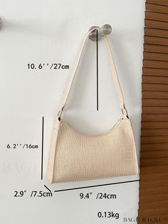 BagForLove - Croc-Embossed Shoulder Bag: Stylish and Sophisticated Product Description Color Beige Type Baguette Bag Bag Size Small Pattern Type Crocodile Print Closure Type Zipper Style Fashionable Coating 100% Polyurethane Composition 100% Polyurethane Material PU Leather Size Chart INCH CM Bag Length Bag Width Bag Height Handle Height 9.6 inch 2.6 inch 6.3 inch 11 inch Bag Length Bag Width Bag Height Handle Height 24.5 cm 6.5 cm 16 cm 28 cm Details Pictures Similar Products h2 { text-align: c Elegant Crocodile Pattern Baguette Bag For Daily Use, Elegant Everyday Baguette Bag With Crocodile Pattern, Elegant Baguette Bag With Crocodile Pattern For Everyday Use, Chic Crocodile Pattern Baguette Bag For Daily Use, Chic Everyday Bags With Crocodile Pattern, Crocodile Print, Baguette Bag, Bag Bag, Bags Shoulder