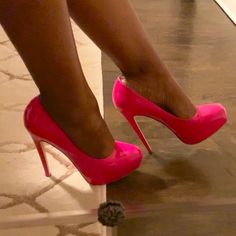 This Is A Beautiful Hot Pink Stiletto With Covered 1in Platforms And 5in Heels. Like Most Designer Italian Shoes They Run Small So These Are Perfect For A Us Size 8 Foot. I Wore Them Once For A Photo Shot. They Have A Very Faint Mark On The Inner Side Of The Left Shoe(See Photos). Reasonable Offers Accepted Hot Pink High Heels, Brian Atwood Shoes, Hot Pink Heels, Pink Stilettos, Platform Stilettos, Italian Shoes, Brian Atwood, Pink Heels, In Hot