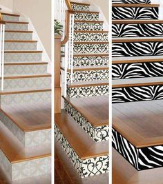 the stairs are decorated with zebra print