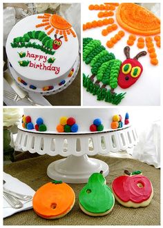 the very hungry caterpillar birthday cake is ready to be cut and served for guests