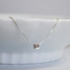 Sterling Silver Cube Necklace Sterling Silver by alexandreasjewels White Gold Charm Necklaces With Box Chain For Gift, White Gold Charm Necklace With Box Chain As Gift, White Gold Box Chain Charm Necklace For Gift, Square Box Chain Necklace For Gift, Silver Cube Jewelry For Gifts, Silver Rectangular Necklace Gift For Her, Silver Rectangular Necklace For Her, Rectangular Silver Necklace For Her, Square Dainty Jewelry Gift