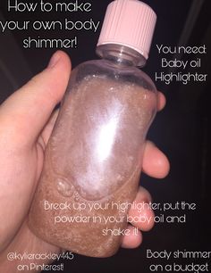 How To Make Body Glitter, Diy Body Shimmer, Diy Body Glitter, Body Lotion Recipes, Homemade Glitter, Shimmer Body Lotion, Diy Body Scrub Recipes, Perfume Hacks, Shimmer Lotion