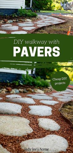 the cover of diy walk way with paverss