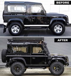 the before and after shots of a black jeep