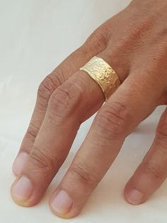 Elegant Hammered Wide Ring For Promise, Minimalist Wide Band Wedding Ring In Yellow Gold, Minimalist Yellow Gold Wide Band Wedding Ring, Anniversary Hammered Wide Band Ring, Wide Band Diamond Cut Jewelry For Wedding, Hammered Thick Band Wide Ring For Promise, Hammered Wide Band Ring For Promise, Fine Jewelry Engraved Wide Band Wedding Ring, Wide Band Diamond Cut Ring For Wedding