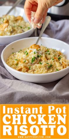 two bowls of instant pot chicken risoto