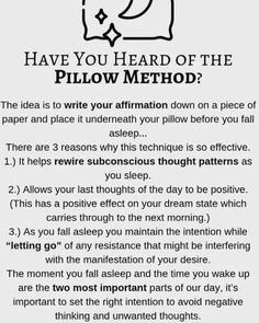 How to Manifest | Manifestation Techniques. #manifest #manifestation #loa The Pillow Method, Pillow Method, The Pillow