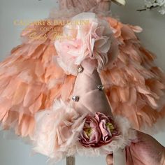 feather party dress | Peach Feather Dress - 12-18 month - Calgary and Ballerini Feather Dress Long, Feather Party Dress, Feather Party, Tulle Bodice, Tulle Ruffles, Pleated Tulle, Dress With Tulle, Dress Peach, Girls Easter Dresses