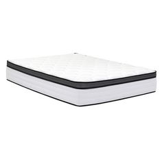 the mattress is white and has black trim