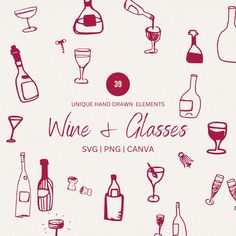 wine and glasses svg clipart for use with cricut or silhouettes