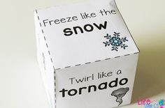 a box that has some type of snow on it with the words, freeze like the snow