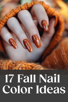 Add a bronze glow to your nails for warm, fall-inspired style! 🌿 Perfect for cozy days. 💖 Save now! Fall Nails Polish Color, Design Fall Nails, Rust Colored Nails Designs, Fall Nail Color Palette, Carmel Nails Color, Fall Nails Colors 2023, Fall Solid Nails, Acrylic Nail Inspo Aesthetic, Fall Sns Nail Colors