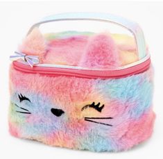 Claire’s Club 6” by 4” Plush Kitty Rainbow tie dye Make Up Bag or jewelry case New with Tags. Color may vary . Great Christmas, birthday party present, Easter basket or Valentine’s Day gift. Smoke free. Bin F2