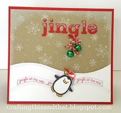 a christmas card with a penguin on it