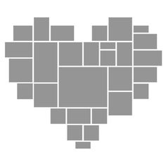 a heart shape made up of squares in grey and white colors on a white background