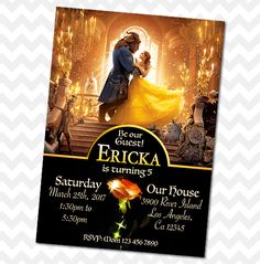 beauty and the beast birthday party poster