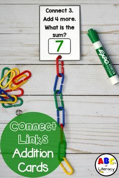 some paper clips and scissors are on a table with the words connect what is the sum?