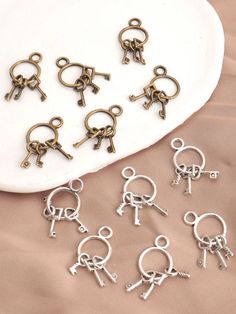 10pcs/40pcs Vintage Mini Key Pendant, Bronze-Tone & Silver-Tone Zinc Alloy Geometric Key Charms, Suitable For DIY Jewelry Making, Customizable For Earrings, Necklaces And Phone Accessories Ancient Silver-10,Bronze -10,Antique Silver-40,Bronze -40    Zinc Alloy     Jewelry Making, size features are:Bust: ,Length: ,Sleeve Length: Key Charms, Hair Rings, Jewelry Making Charms, Key Pendant, Watches Jewelry, Diy Jewelry Making, Charm Jewelry, Phone Accessories, Zinc Alloy