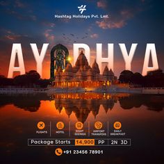 an advertisement for a travel destination in india with the words aye dhya on it