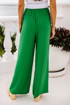 bright green wide leg pants Solid High Waist Wide Leg Pants For Date Night, Wide Leg Pants For Date Night In Summer, Solid Color Wide Leg Bottoms For Date Night, Wide Leg Pants For Date Night In Spring, Wide Leg Pants For Spring Date Night, Date Night Solid Color Straight Pants, Chic Green Wide Leg Pants For Loungewear, Casual Pants For Date Night In Spring, Chic Green Bottoms For Loungewear